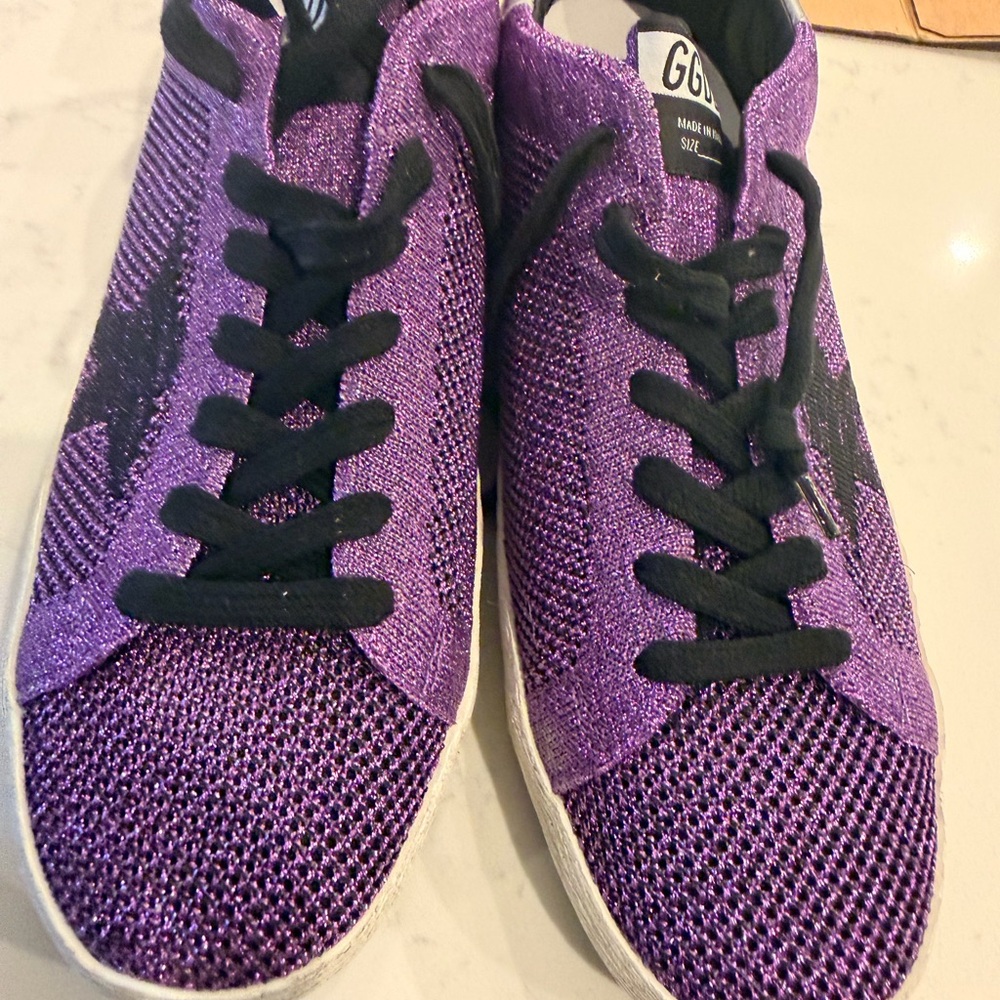 Golden Goose Violet Lurex Sneakers with Black Accents